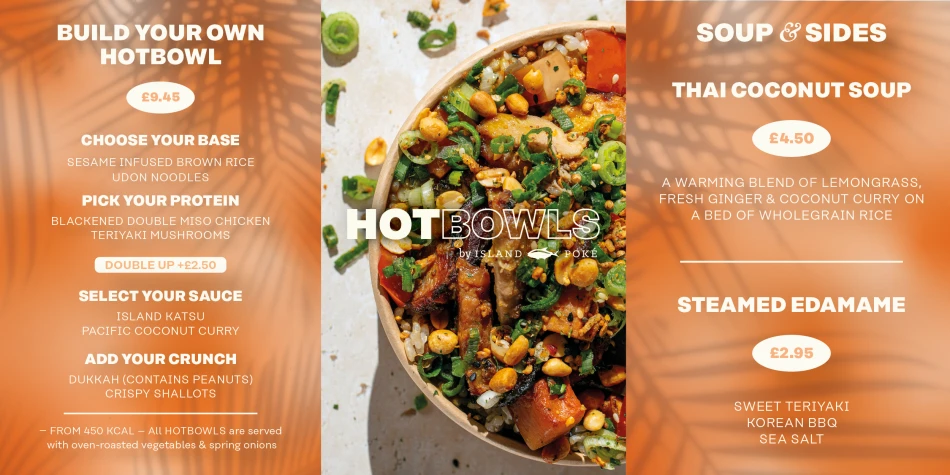 Hot food menu for Island Poké