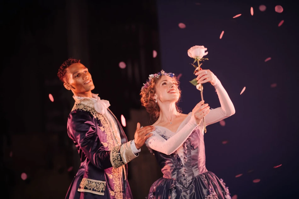 Bethany Kingsley-Garner and Jerome Anthony Barnes on the set of Scottish Ballet's Cinders campaign shoot. Credit Mihaela Bodlovic