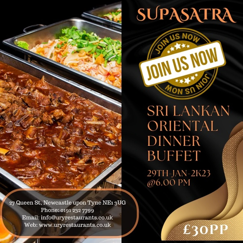 £30 Sri Lankan Oriental Dinner Buffet: URY | Get into Newcastle